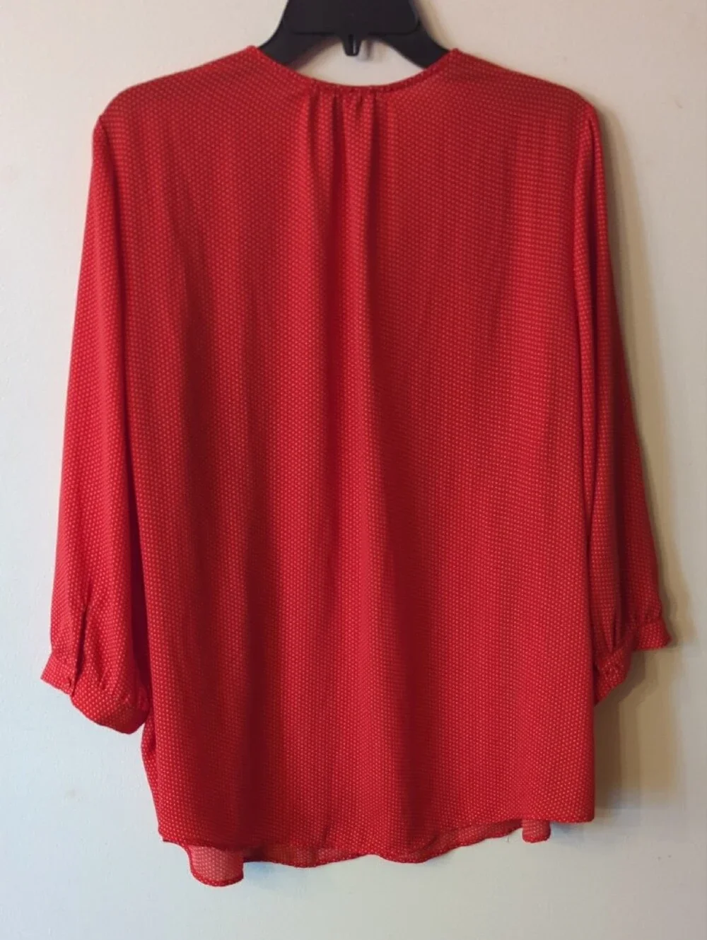 Carolina Belle Red V-Neck Button-Trim Long Sleeve Blouse US 1X